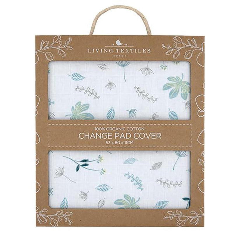 Living Textiles | Organic Cotton Change Pad Cover - Banana Leaf