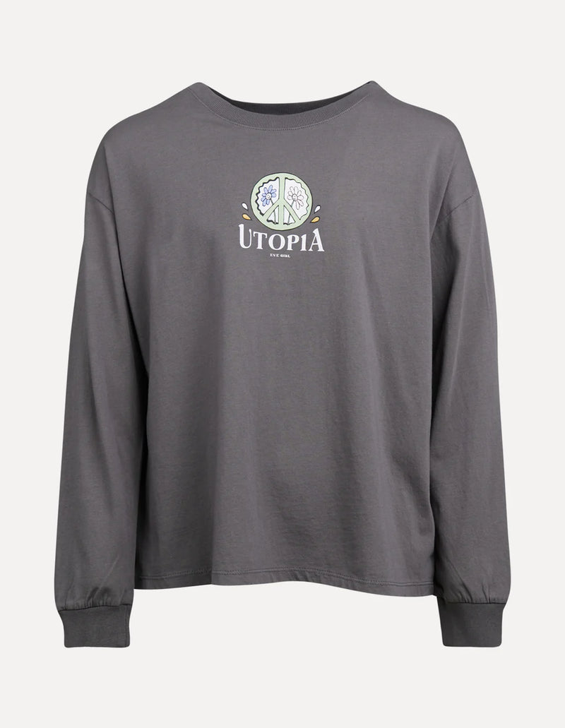 Eve Girl  Utopia Long Sleeve Tee - Charcoal