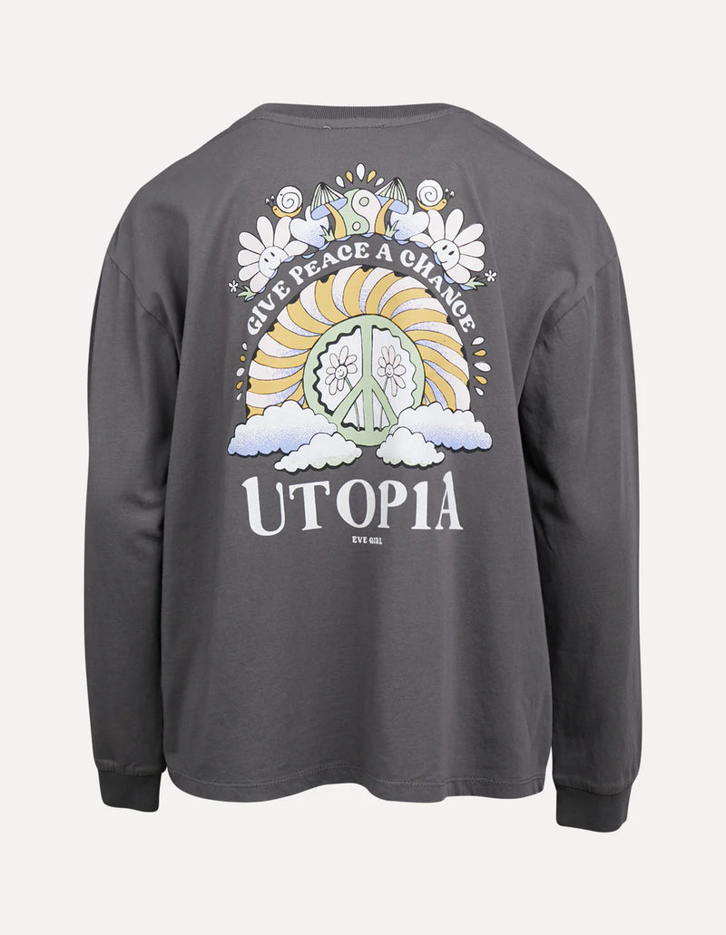 Eve Girl  Utopia Long Sleeve Tee - Charcoal