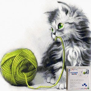 Kitten & Wool  Canvas -5D crystal bead