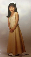 Bamboo | Girls Bridesmaid Gold Lace front Dress