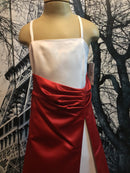 Bamboo | Girls Bridesmaid Red & White Side wrap Dress