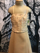 Bamboo | Girls Bridesmaid Gold Lace front Dress