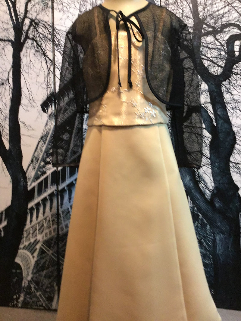 Bamboo | Girls Bridesmaid Gold Lace front Dress