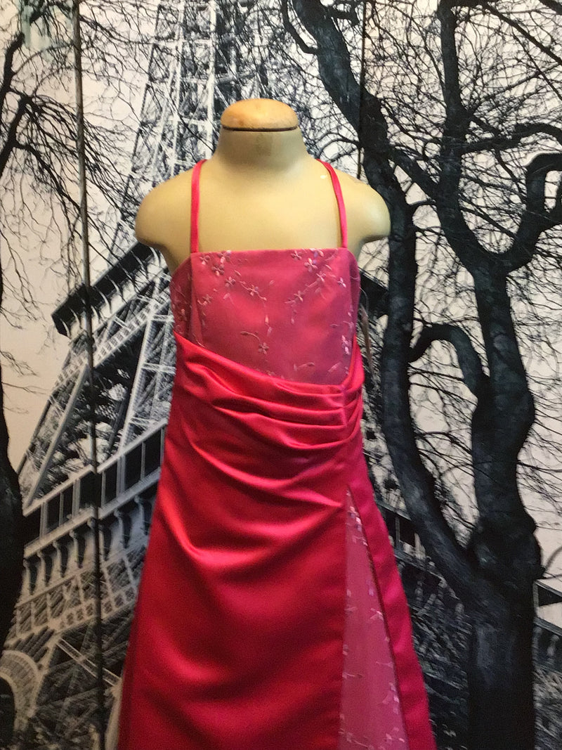 Bamboo | Girls Bridesmaid Raspberry Pink Side gathered Dress