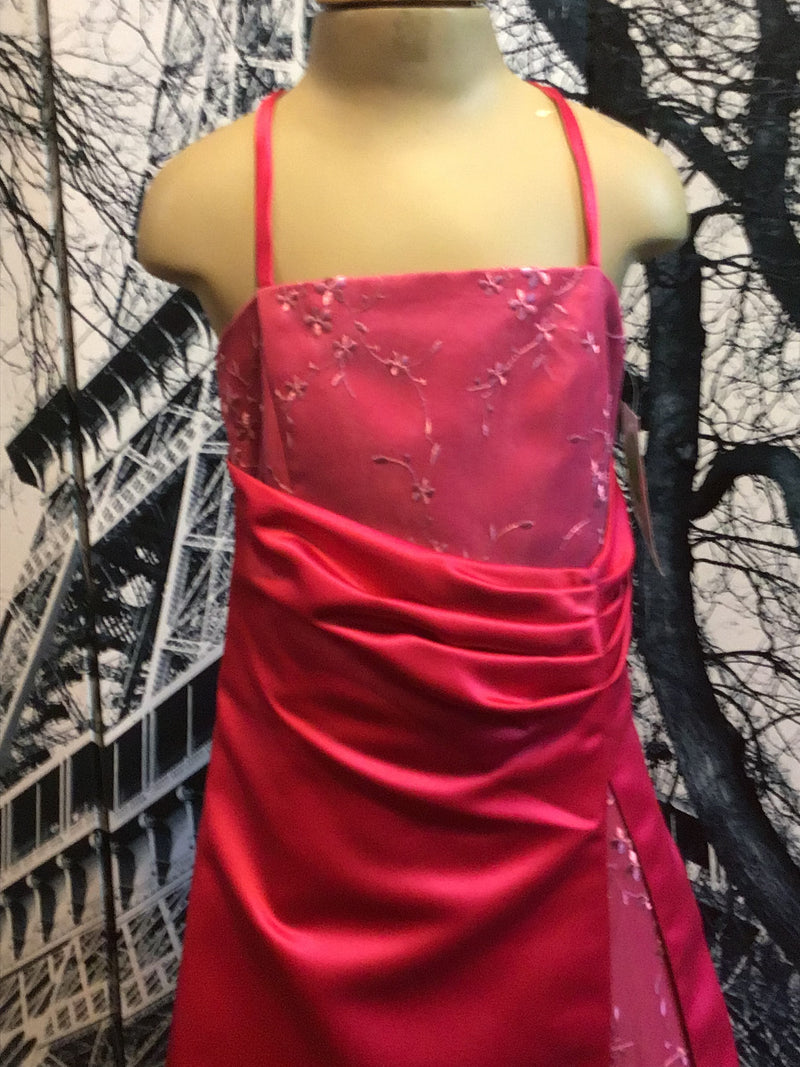 Bamboo | Girls Bridesmaid Raspberry Pink Side gathered Dress
