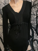 RIPE LIMITED | X-Sml BLACK SILK PINTUCK NURSING TOP