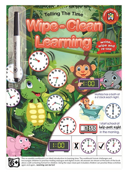 Wipe-Clean Learning Telling the Time Book | LCBF