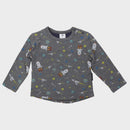 KORANGO | SPACE PRINT LONG SLEEVE TOP CHARCOAL