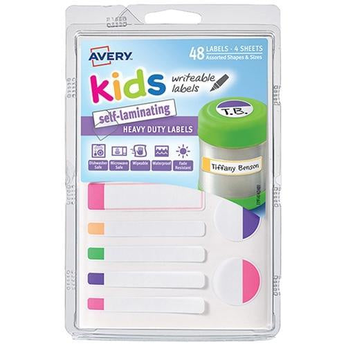 Avery Self-Laminating Bright Colour Labels - Kids Range