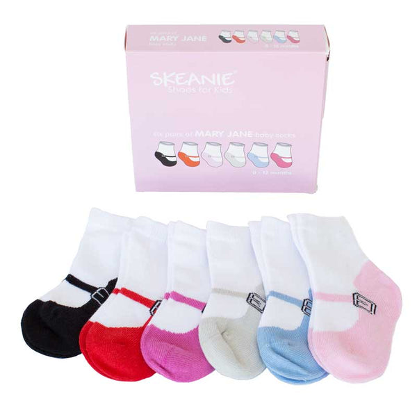 Skeanie Baby Socks Mary Jane 6 Pack 0 12 Months
