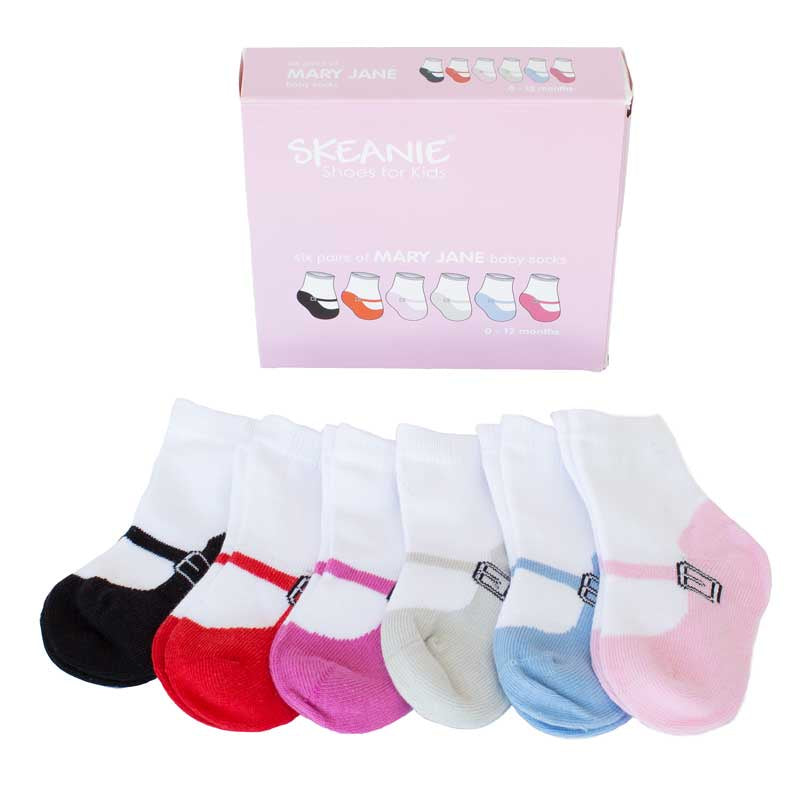 Skeanie | Baby Socks Mary-Jane 6 Pack (0-12 Months)