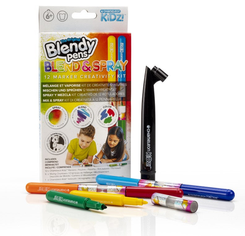 Blendy Pens | Chameleon Kidz Blend & Spray 12 Marker Creativity Kit