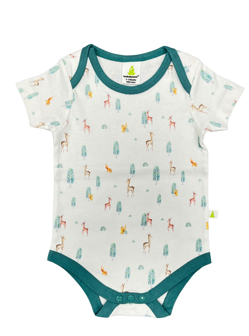 Imababywear | Baby's Short Sleeve Bodysuit - Taiga Deer