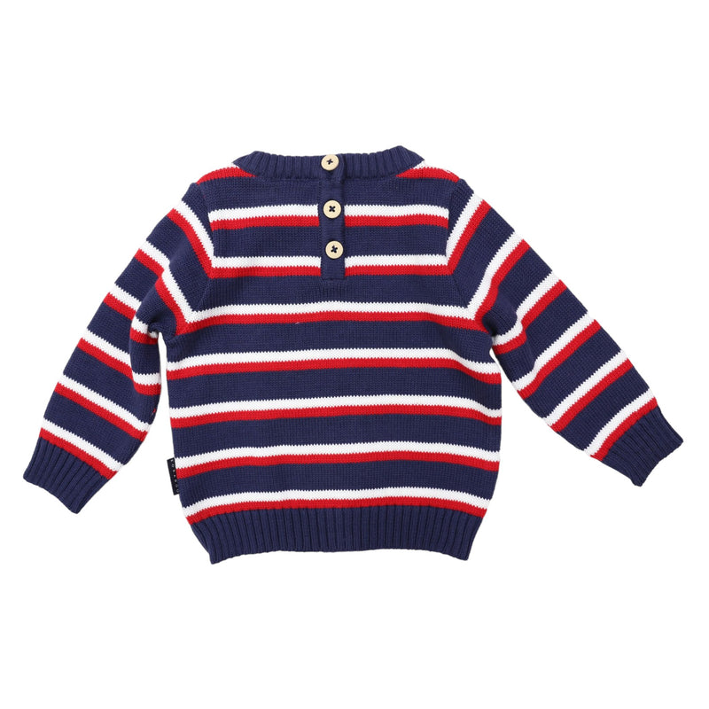 Korango | Little Boys Rocket Applique Knit Jumper - Navy & Red