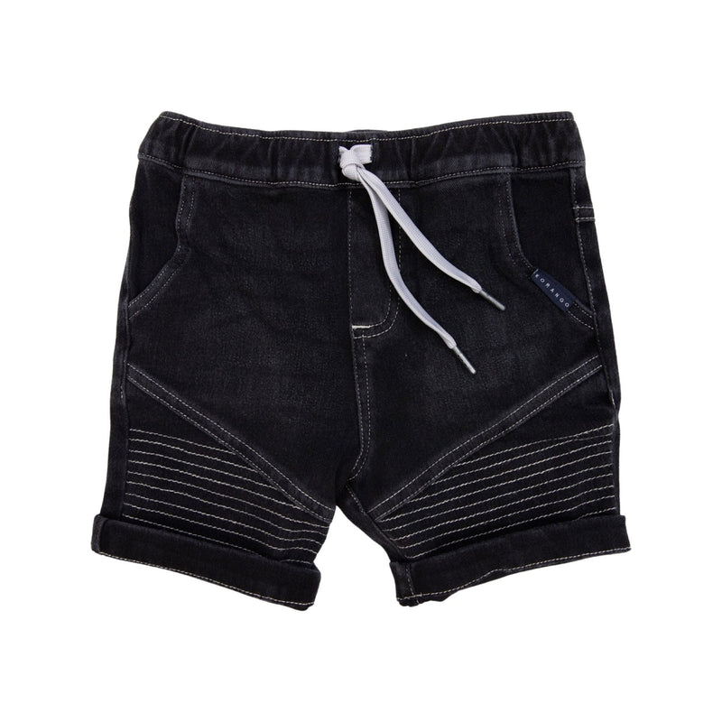 Korango | Boys Denim Knit Shorts - Charcoal Black