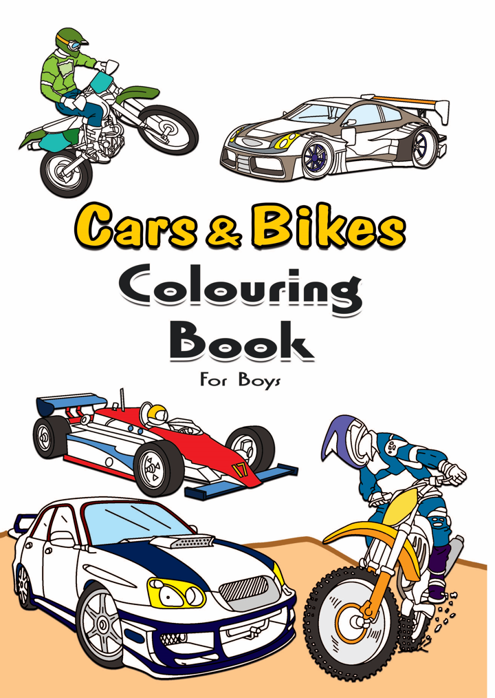 Cars & Bikes Colouring Book For Boys