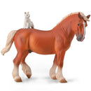 2021 New Collecta Animal Toy / Figure Draft Horse with Cat