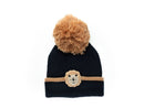 Hi Hop | Little Boys Cotton Badge Beanie - Navy Dino