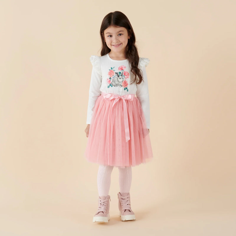 Designer Kidz | Bunny Floral L/S Layna Tutu Dress