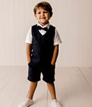 Designer Kidz Toby Linen Bow Tie -  Sand or Navy