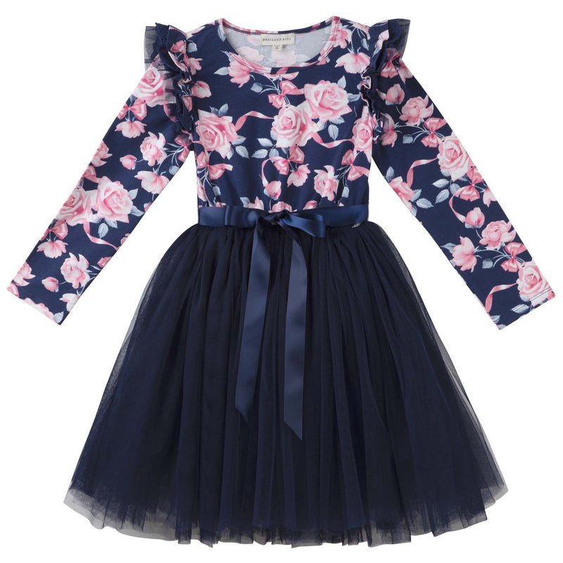 Designer kidz | Rose Bow L/S  Tutu Dress