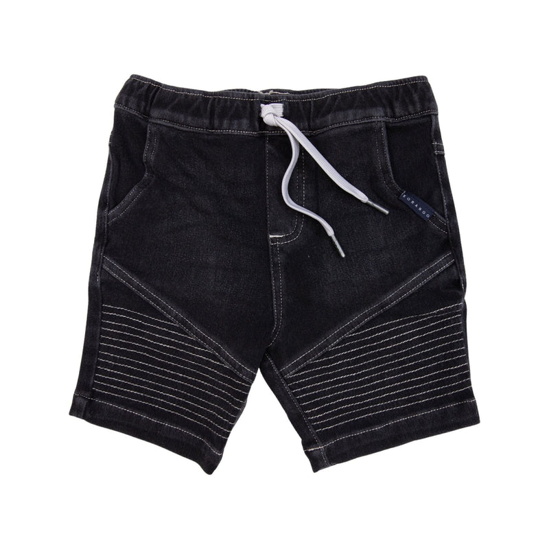 Korango | Boys Denim Knit Shorts - Charcoal Black