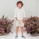 Designer Kidz | Archie L/S Button Shirt-Ivory