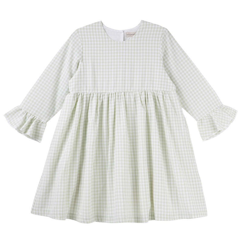 Designer kidz |Isla Gingham L/S Dress-Sage