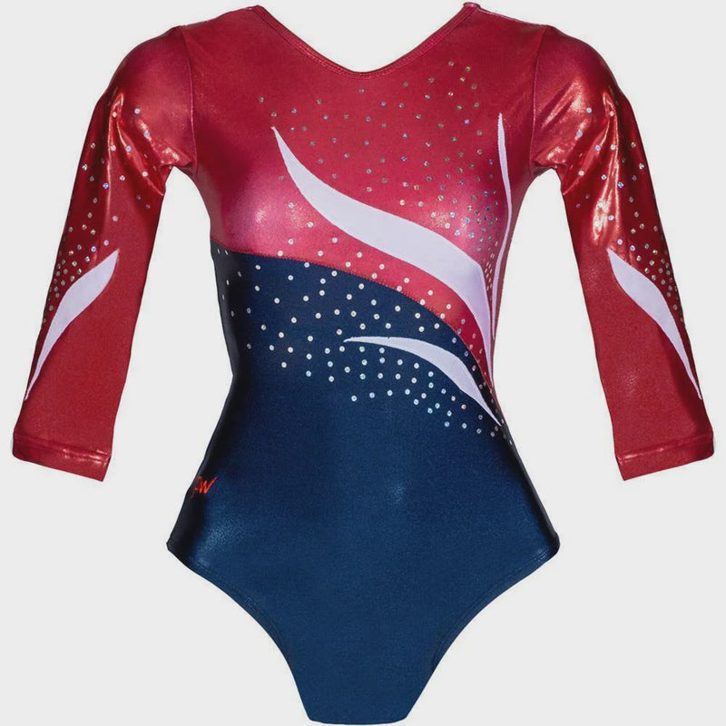 GY912-4 Leotard Adult Ruby Red /Navy l/S