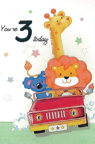 You're 3 Today - Deluxe Birthday Card