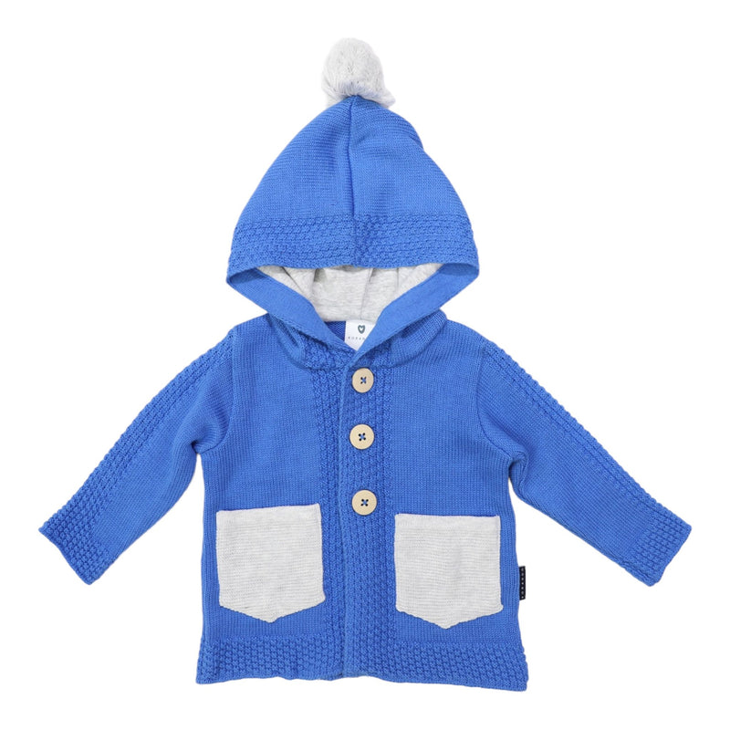 Korango Baby Boys Knit Hooded Jacket - Victoria Blue