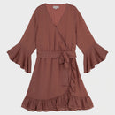 DESIGNER KIDZ | WINNIE L/S WRAP DRESS - CINNAMON RRP $79.99