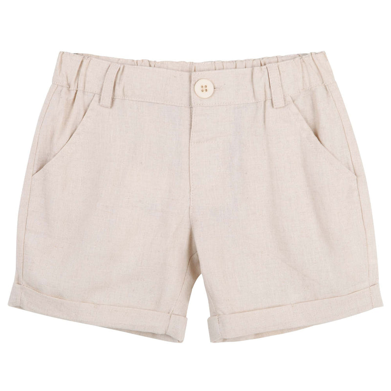 Designer Kidz | Finley Linen Shorts-Sand