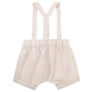 Designer Kidz | Findley Linen Suspender Shorts-Sand