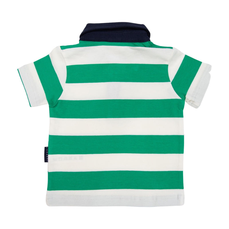 Korango | Baby Boys Striped Polo Shirt - Green & White