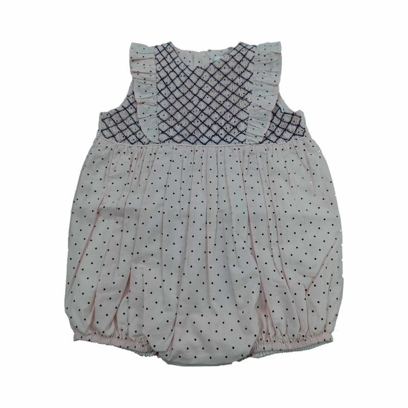 Korango | Smocked Poplin Spot Sunsuit Pink