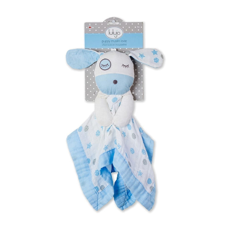 Lulujo | Blue Puppy Muslin Lovie