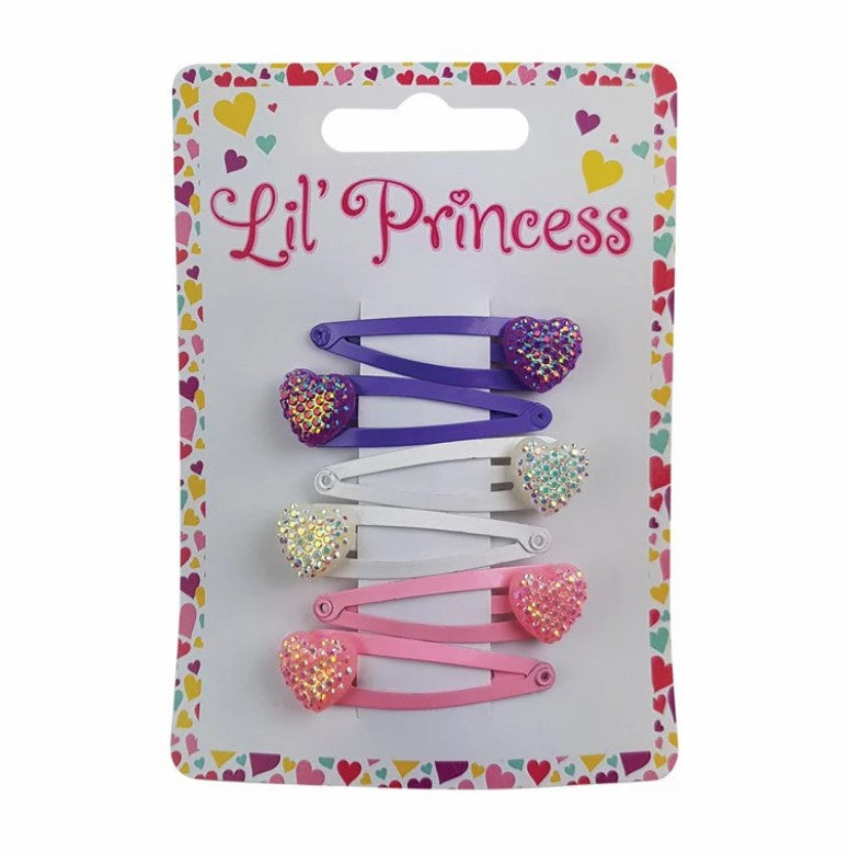 Lil Princess | Heart Snap Clips - 6 pack