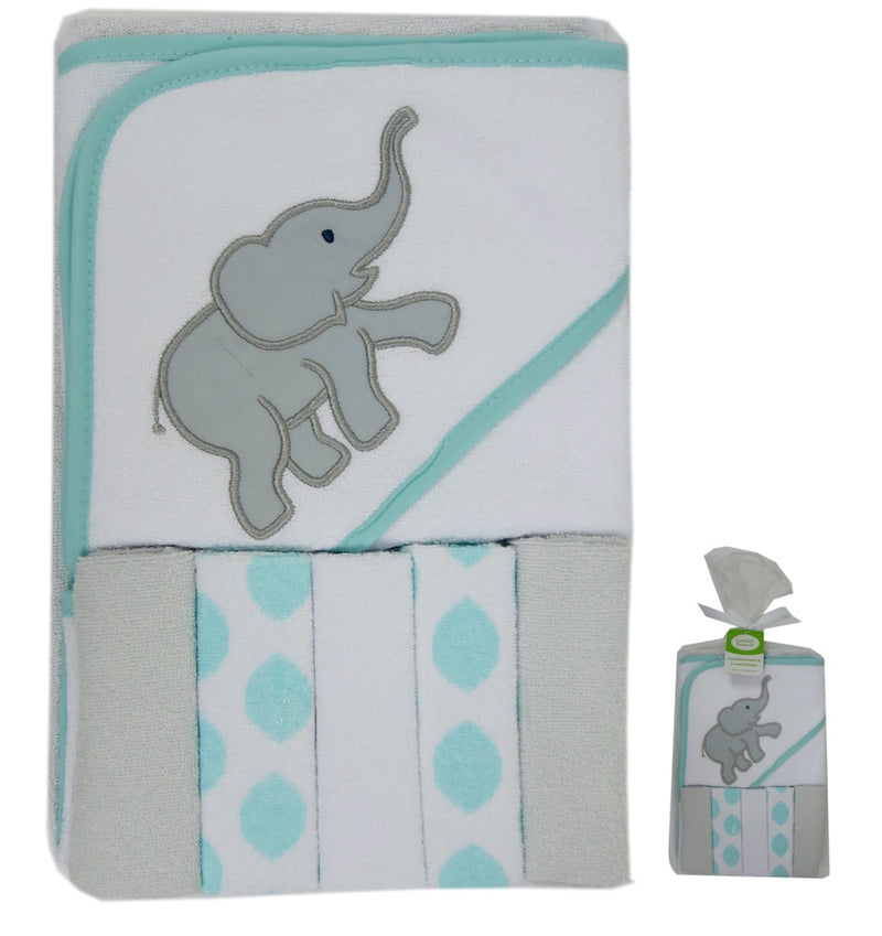 Luvable Friends Hooded Towel & 5 Washcloths - Assorted
