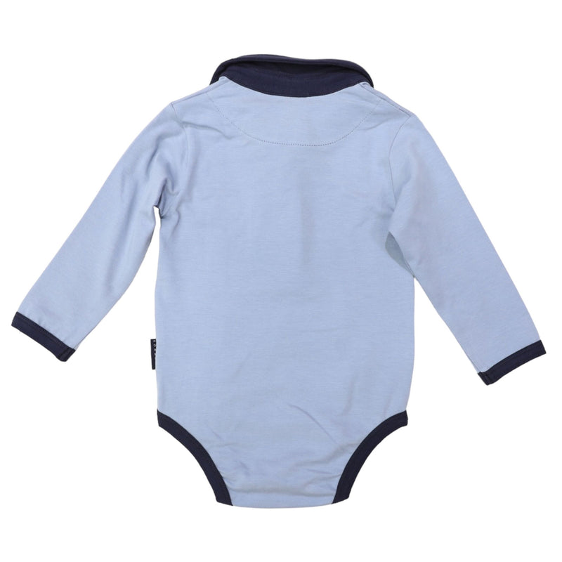 Korango | Baby Boys Henley Collared Bodysuit - Dusky Blue