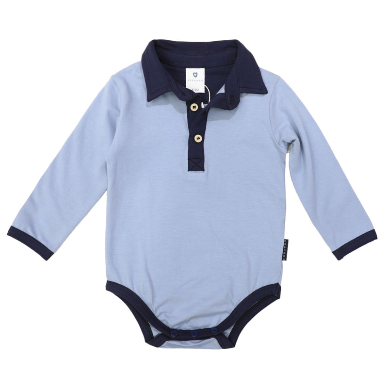 Korango | Baby Boys Henley Collared Bodysuit - Dusky Blue