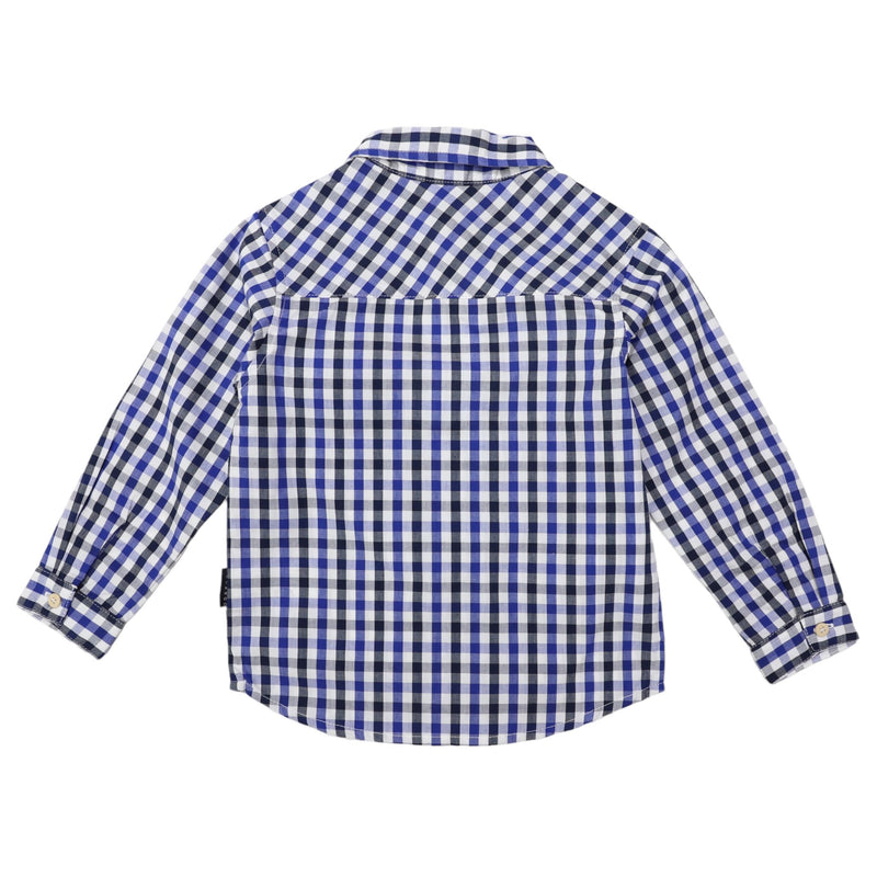 Korango | Boys L/S  Shirt - Blue, Navy & White Check