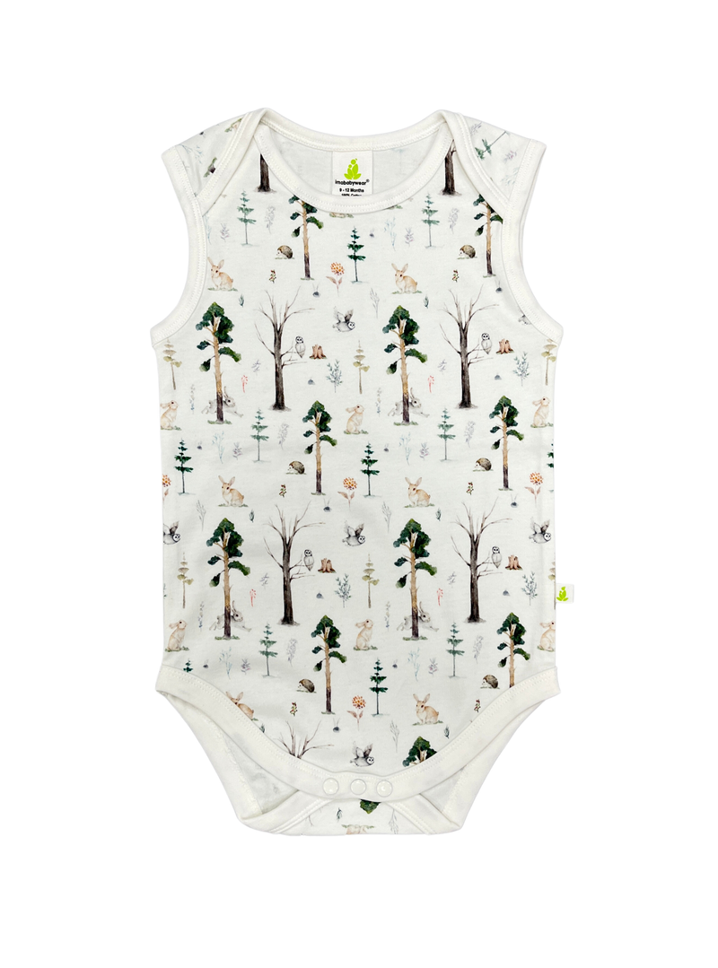Imababywear | Baby's Sleeveless Bodysuit - Tropical Woods