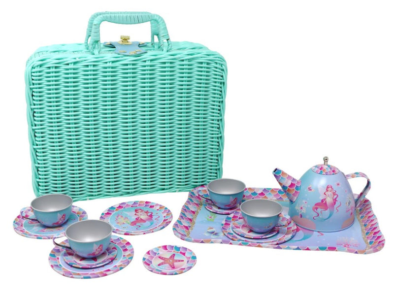 Pink Poppy | Shimmering Mermaid Tea Set in Basket