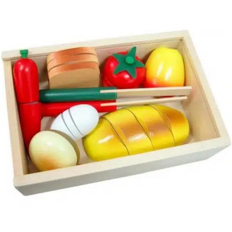 Wooden Cut and Peel 20pc Picnic Food Crate