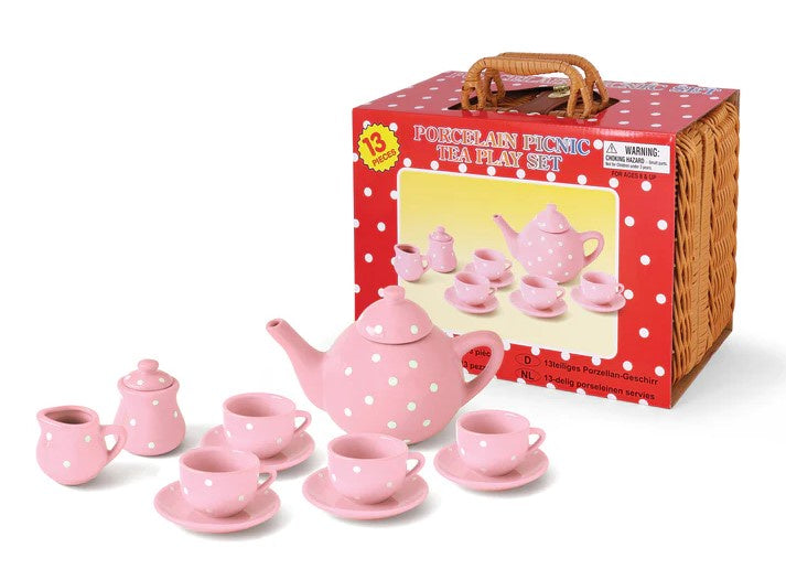 Porcelain Picnic Tea Set - Pink Polkadot