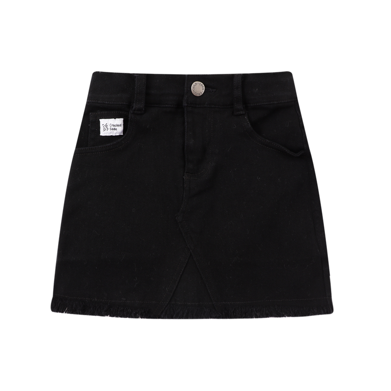 Cracked Soda | Elie Denim Skirt-Black