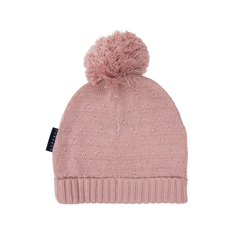 Korango | Textured Knit Beanie-Dusty Pink