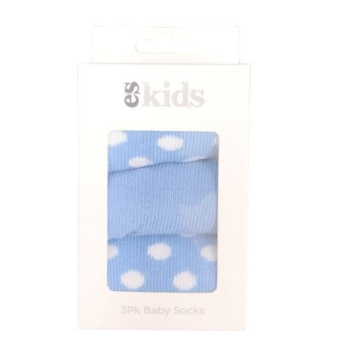 Baby Socks Boxed - 3Pk Blue Spot
